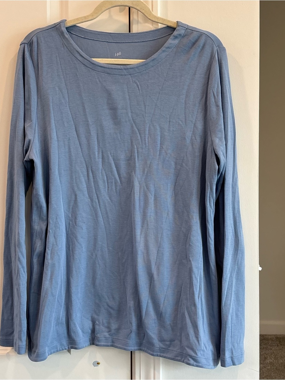 J. Jill Pima Crew Neck Long Sleeve Crew Tee Baby Blue L